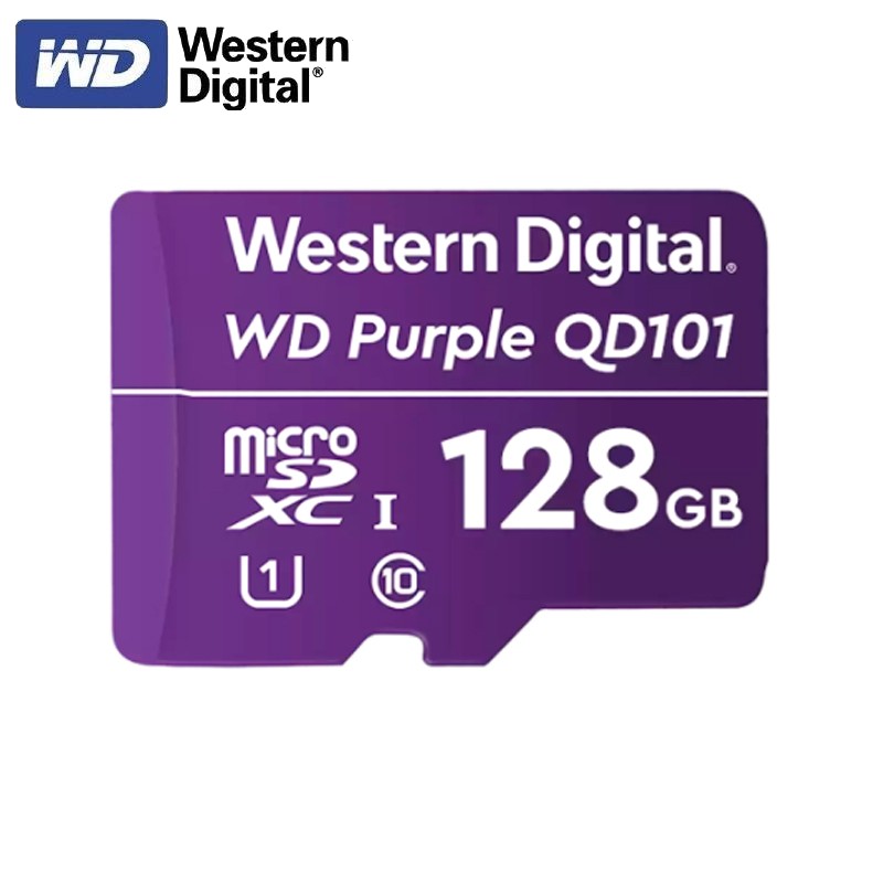 Memoria Flash WD Purple 128GB SC QD101 microSD, ideal para Camaras de videovigilancia.