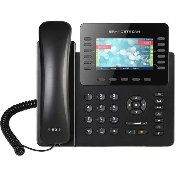 Teléfono GrandStream IP empresarial de 12 Líneas con 5 teclas de función y conferencia de 4 vías, PoE