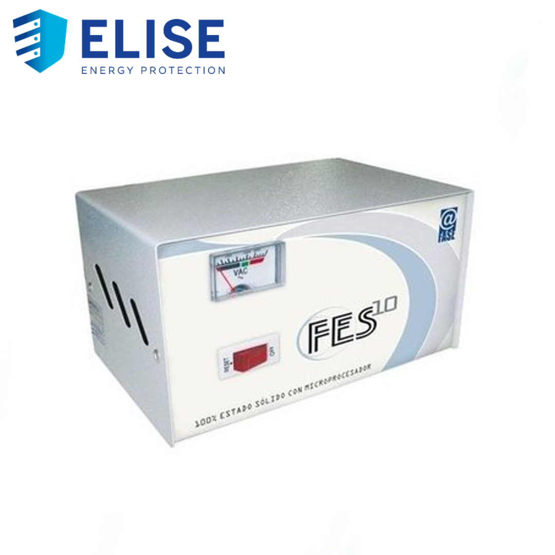 Estabilizador Elise - Fase FES-10, Sólido, 1.0kVA, 220V, 4 tomas a 220V, 1 toma a 110V.