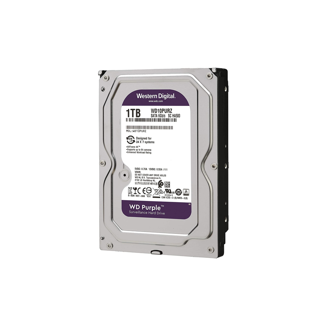 Disco Duro Western Digital Purple Surveillance, 1TB, SATA 6.0 Gbps, 5400RPM, 64MB, 3.5".
