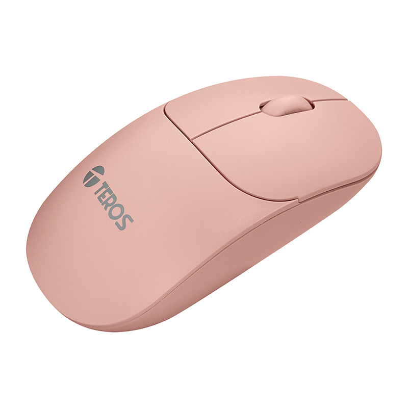 Mouse óptico inalámbrico Teros TE1217S, color Rosado, 1000 dpi, receptor USB.