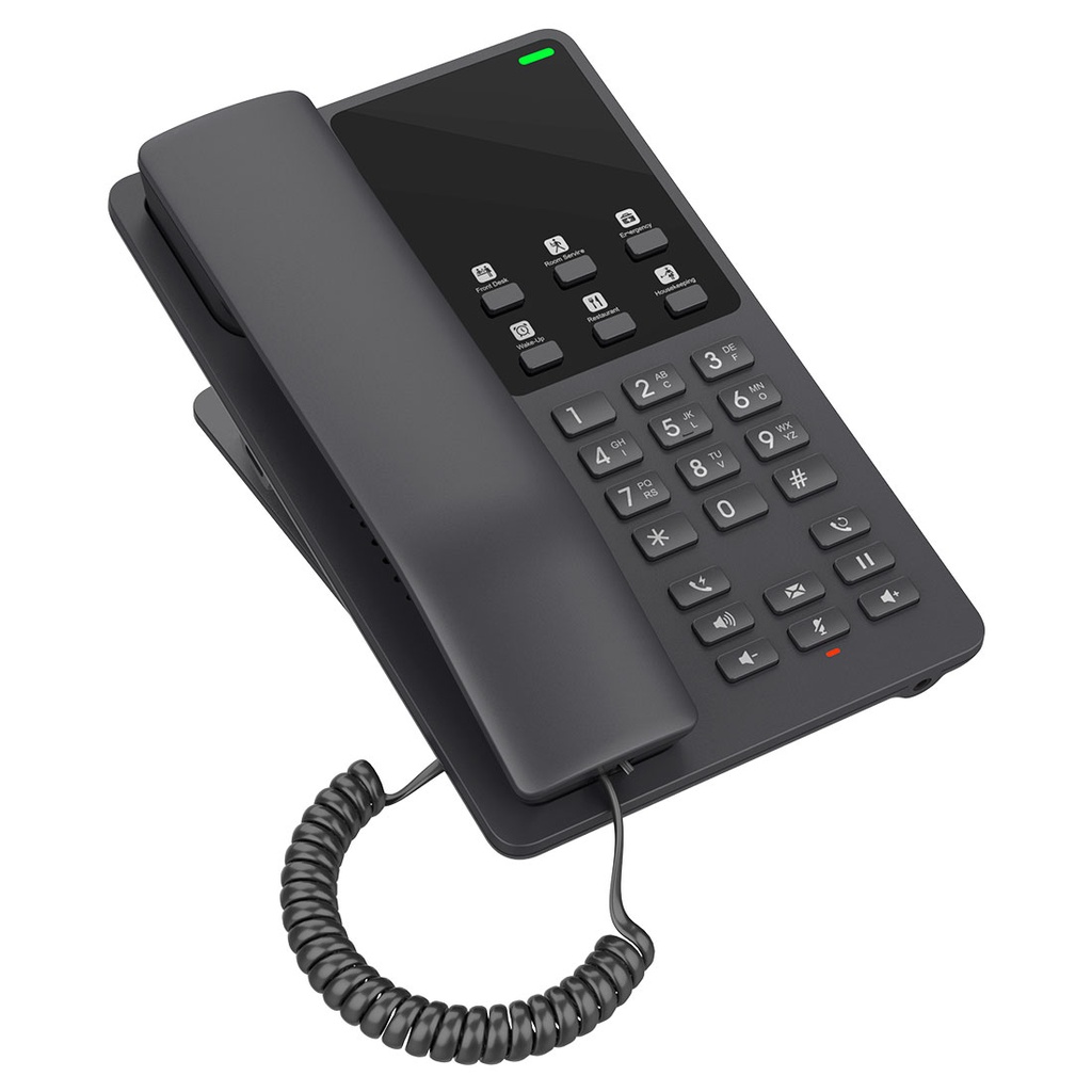 Teléfono IP GrandStream Hotelero, 2 líneas SIP con 2 cuentas, codec Opus, IPV4/IPV6, color negro