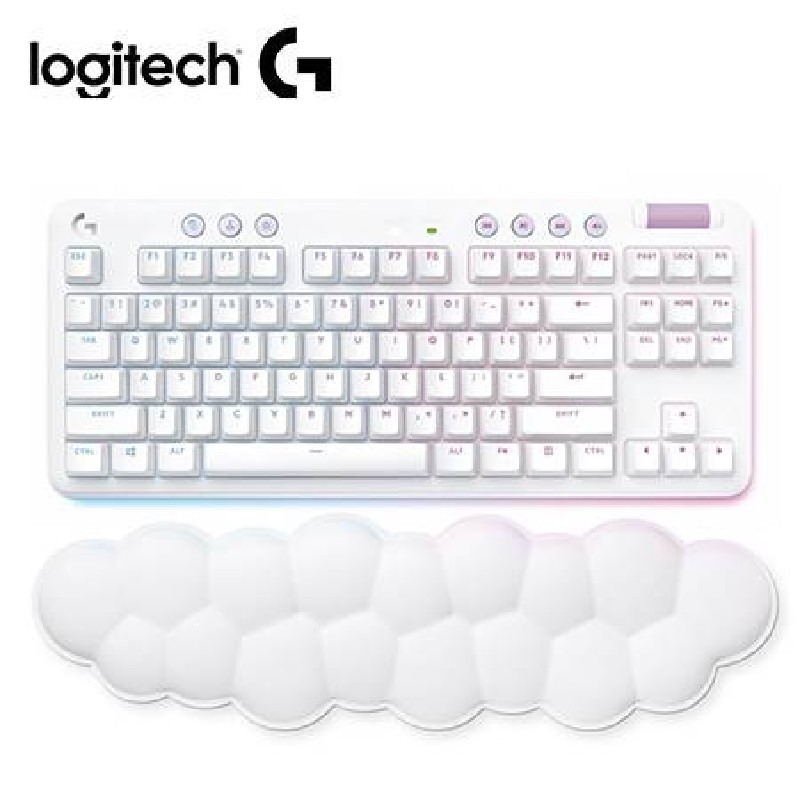TECLADO LOGITECH G715 TKL WIRELESS MECHANICAL LINEAR RGB W/PALM REST WHITE (920-010684) AURORA COLLECTION