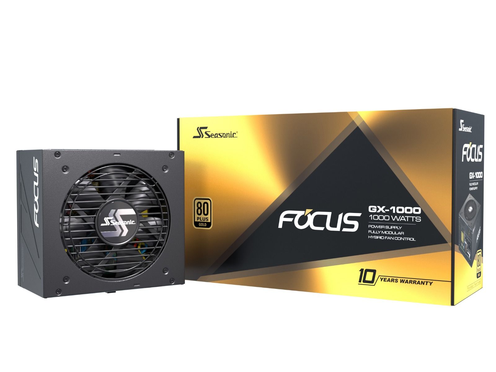 FUENTE SEASONIC FOCUS GX-1000W 80PLUS GOLD MODULAR, ATX3.0, PCIE 5.0 (SSR-1000FX3)