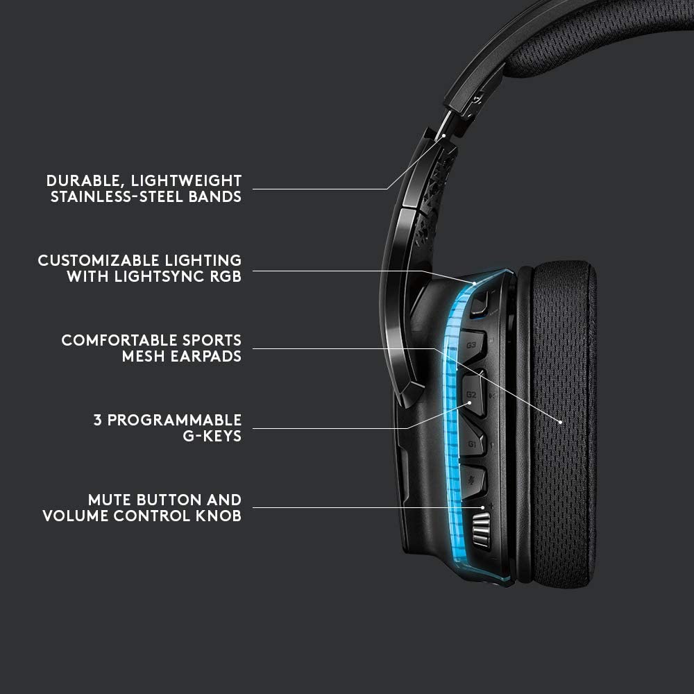 Audífono Logitech G635 RGB 7.1 SURROUND BLACK (981-000748)