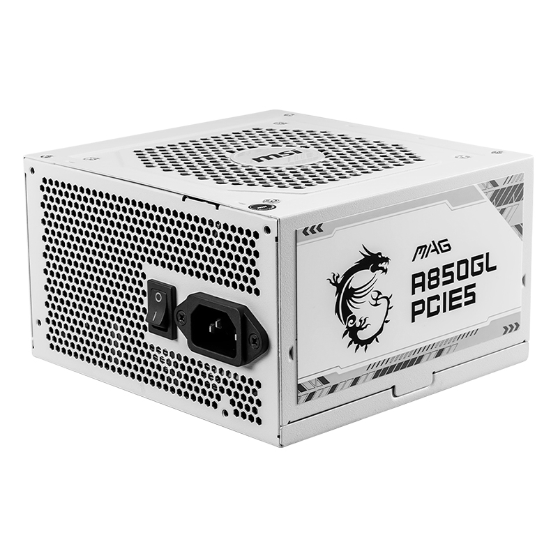Fuente de alimentación MSI MAG A850GL PCIE5 WHITE, 80 PLUS Gold, Formato ATX.