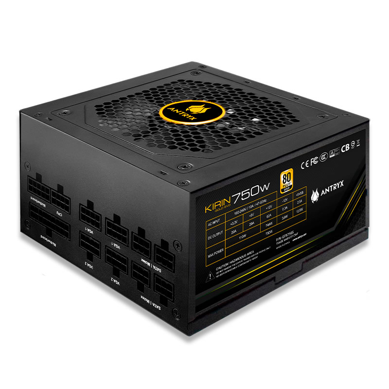 FUENTE ANTRYX 750W KIRIN GOLD EVO, 80 PLUS GOLD, MODULAR, ATX3.1, PCIE 5.0 (GPX750S)